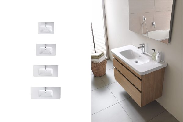 ⁦حوض ديورافيت موبيليا ديوراستايل 80 سم بالفايظ وفتحه خلاط ابيض⁩ - الصورة ⁦2⁩