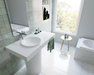 حوض سنيبيور توندو شامل العامود ورف جانبي 115 * 60 * 90 بفتحه خلاط