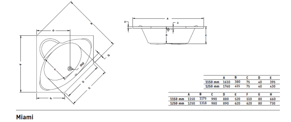 ⁦بانيو ديورافيت اكريليك كورنر ( خماسي ) موديل ميامي مقاس ( 125 * 125 ) ( 115 * 115 )⁩ - الصورة ⁦6⁩