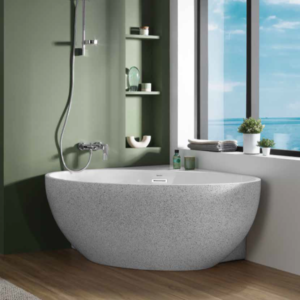 ⁦بانيو ديورافيت اكريليك سيملس ( كورنر ) موديل كابو مقاس ( 125 * 125 ) ابيض شامل طابق الصرف⁩ - الصورة ⁦2⁩